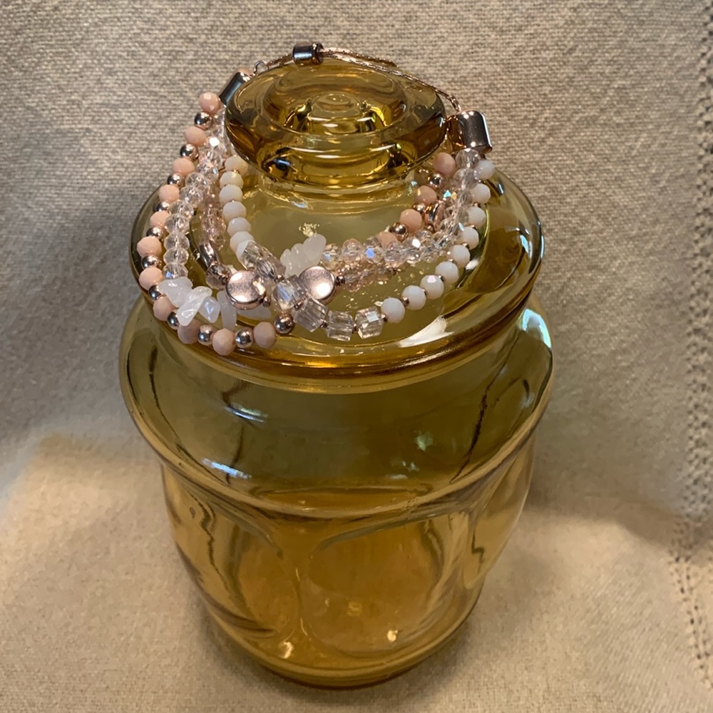 Rose gold tone beaded bracelet